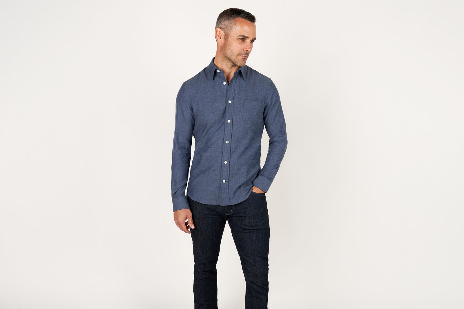 Performance Stretch Button Down - Fog Blue