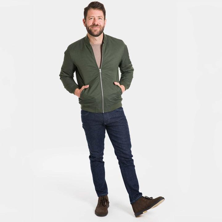 Ash & Erie Dark Green Bomber Jacket for Short Men   Bomber Jacket