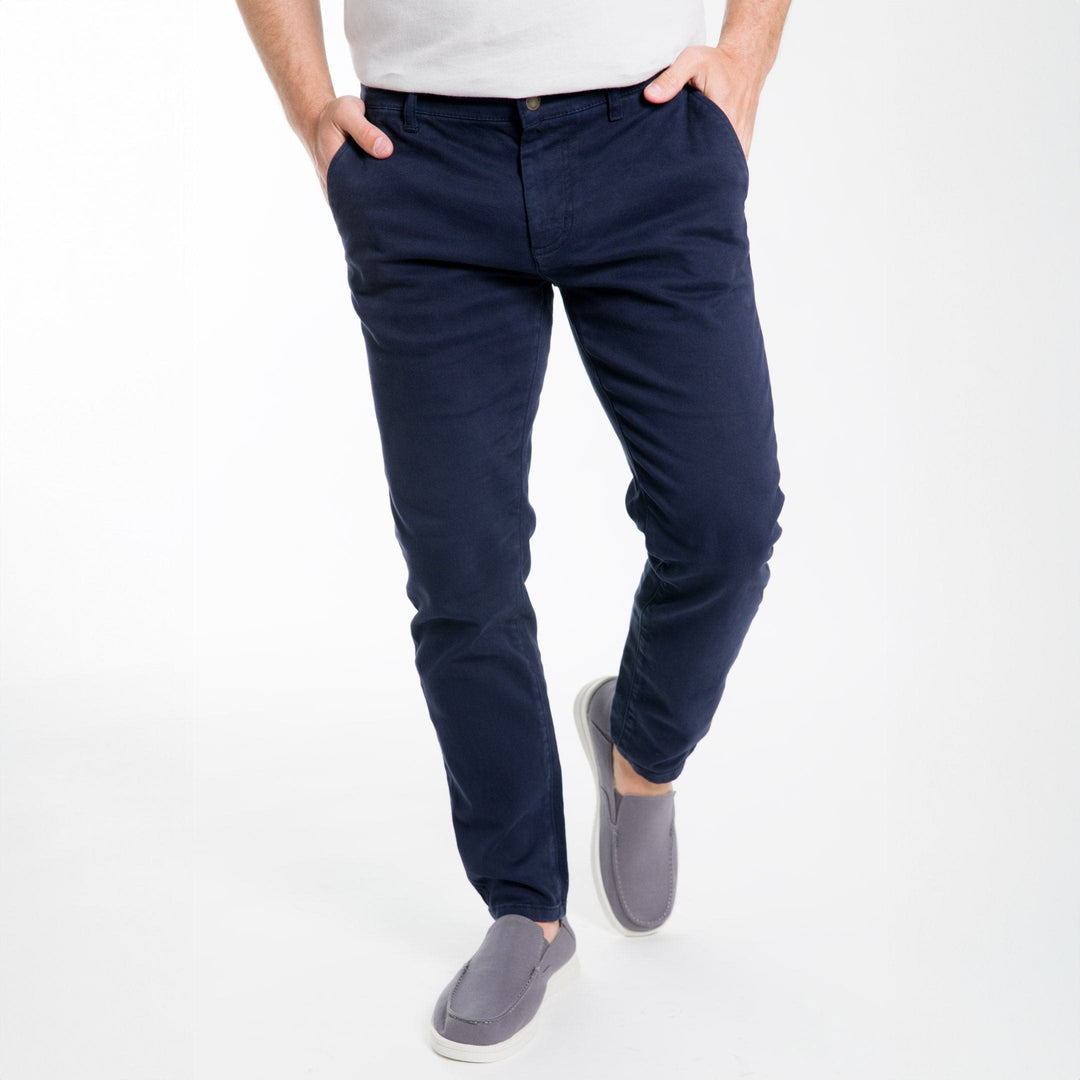 Ash & Erie Navy Washed Stretch Chinos for Short Men   Chino Pants