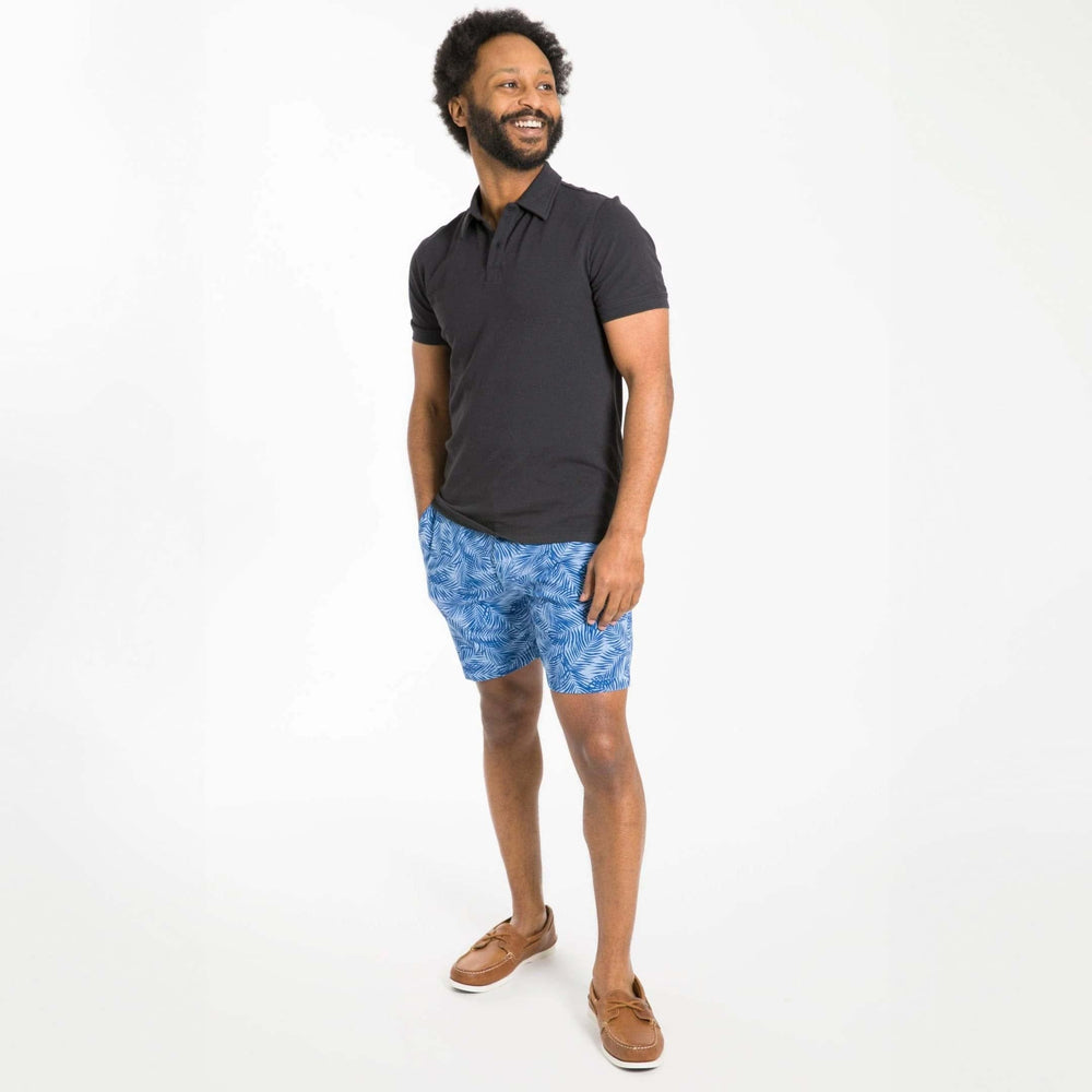 Ash & Erie Blue Palms Lightweight Stretch Chino Short for Short Men   Chino Shorts