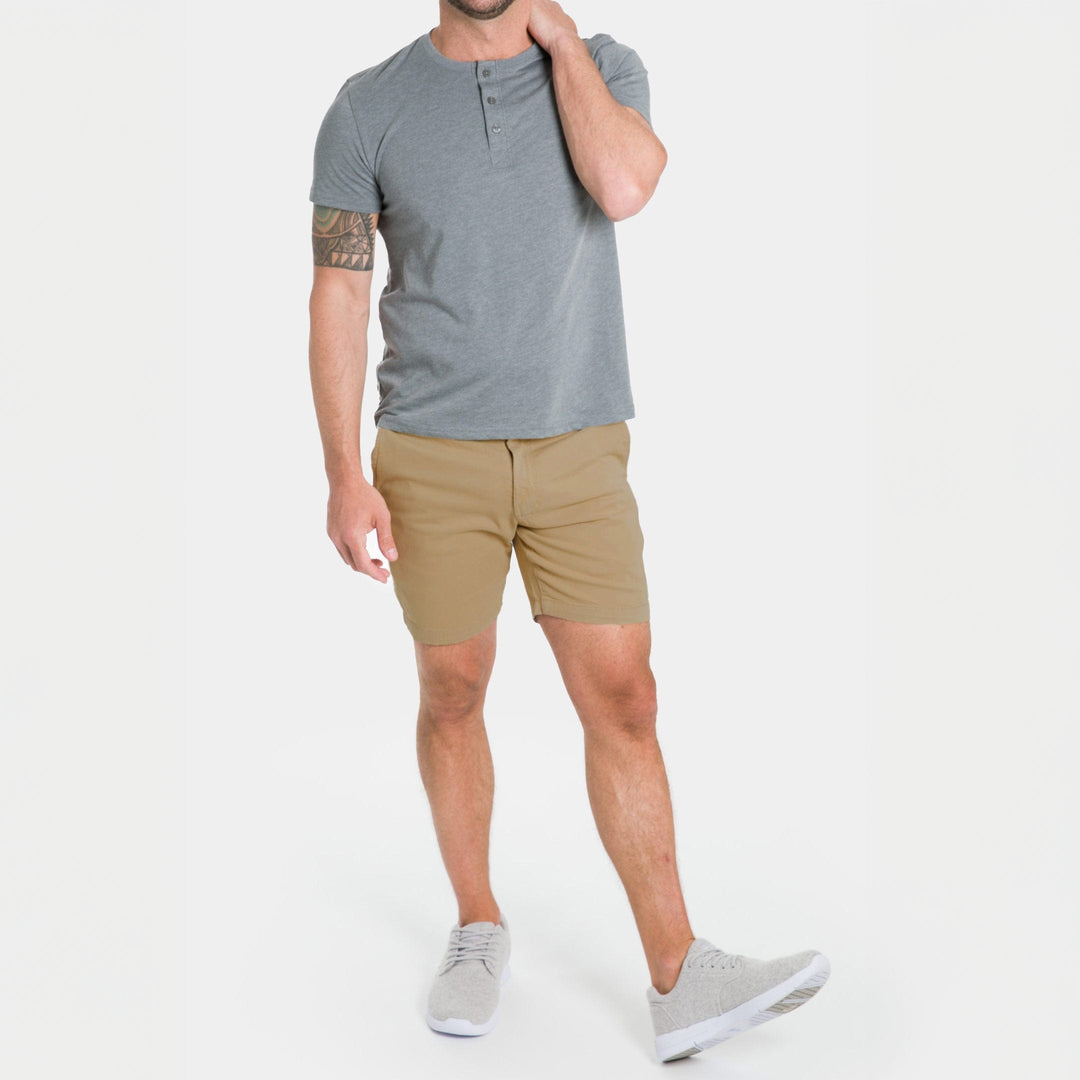 Ash & Erie Khaki Lightweight Stretch Chino Short for Short Men   Chino Shorts