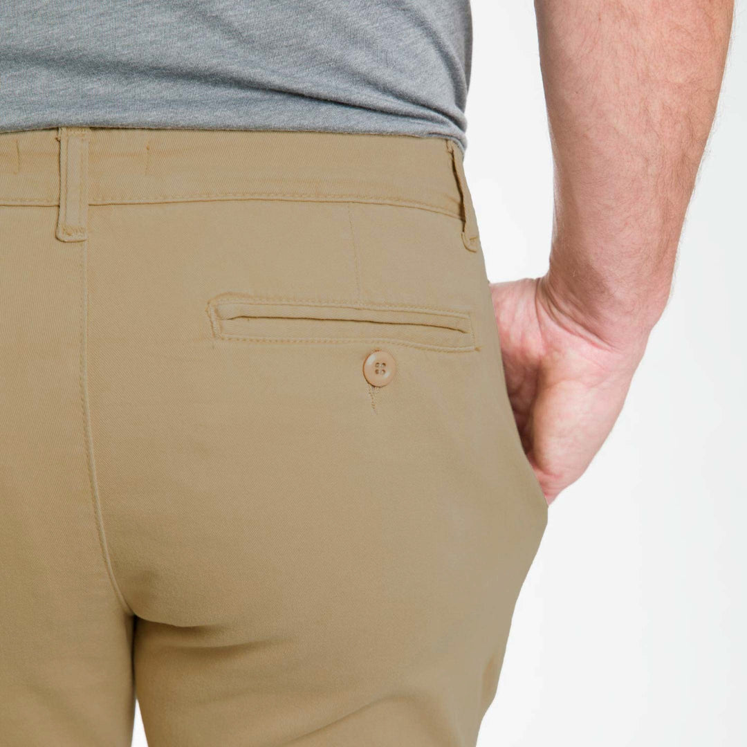 Ash & Erie Khaki Lightweight Stretch Chino Short for Short Men   Chino Shorts