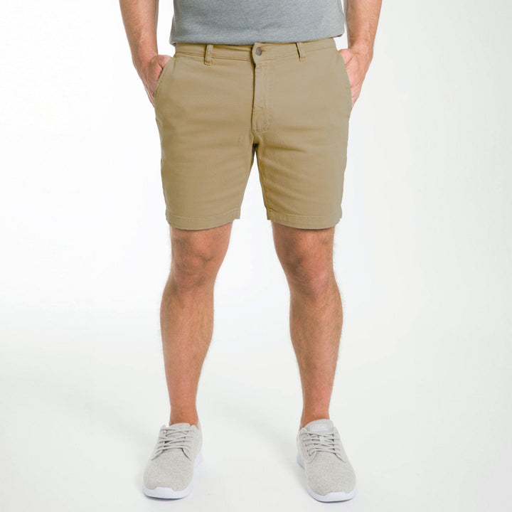 Ash & Erie Khaki Lightweight Stretch Chino Short for Short Men   Chino Shorts