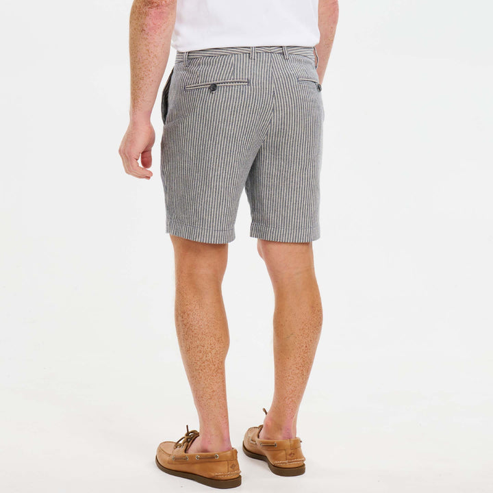 Ash & Erie Navy Pinstripe Hampton Stretch Chino Short for Short Men   Chino Shorts