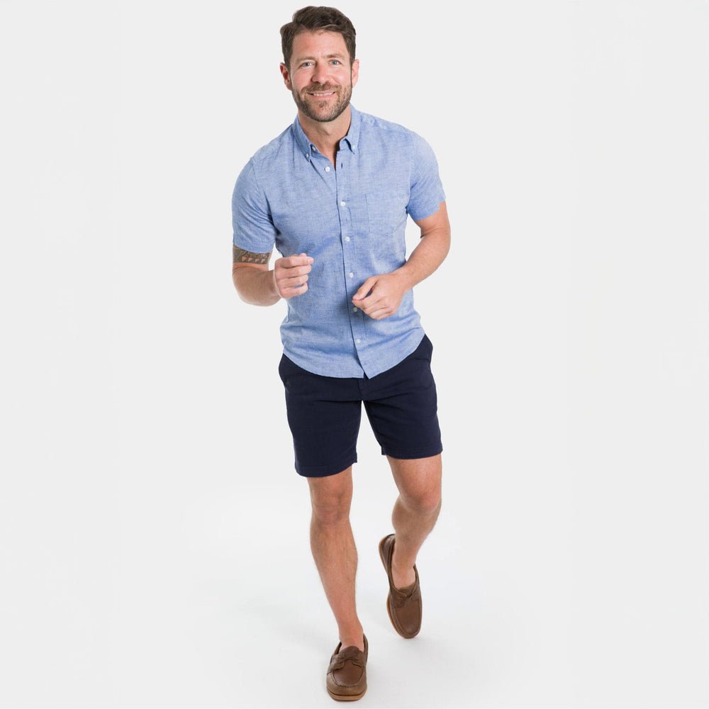 Ash & Erie Navy Stretch Washed Chino Short for Short Men   Chino Shorts