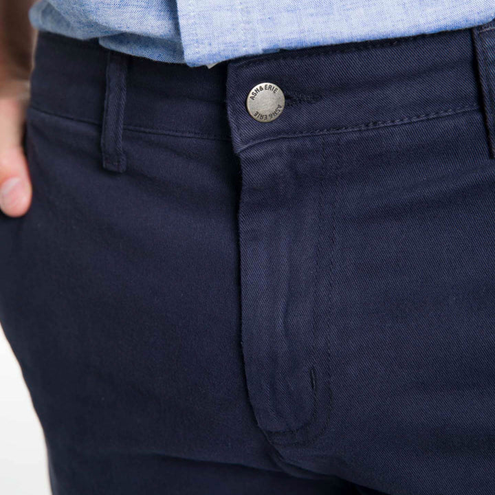 Ash & Erie Navy Stretch Washed Chino Short for Short Men   Chino Shorts