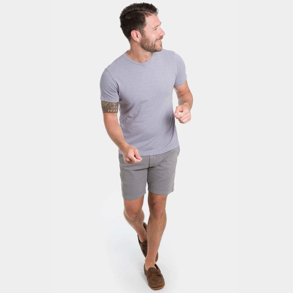 Ash & Erie Steel Grey Stretch Washed Chino Short for Short Men   Chino Shorts