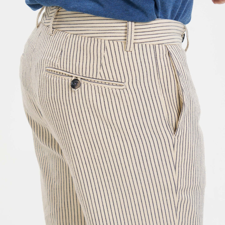 Ash & Erie Stone Pinstripe Hampton Stretch Chino Short for Short Men   Chino Shorts