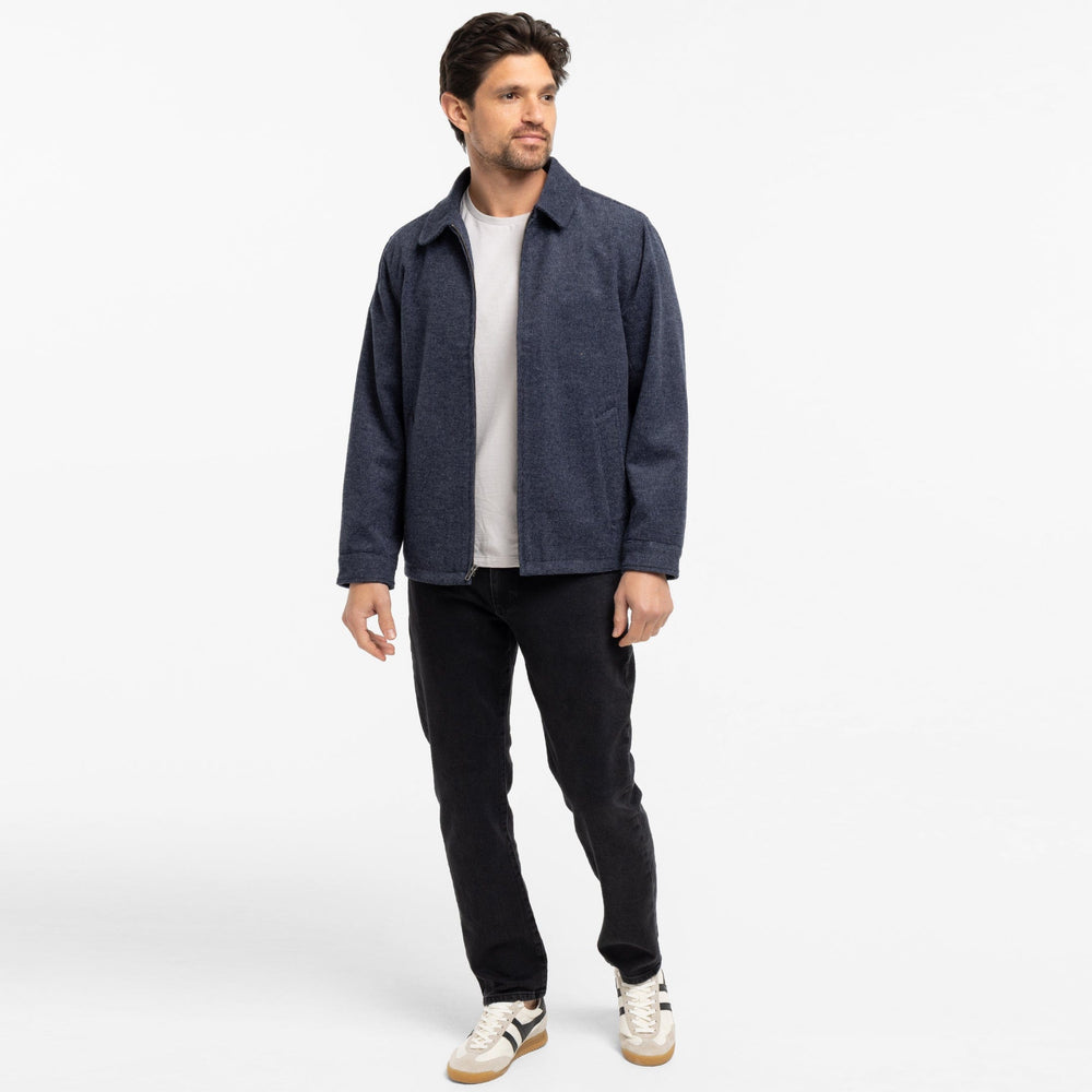 Ash & Erie Blue Herringbone City Jacket for Short Men   City Jacket