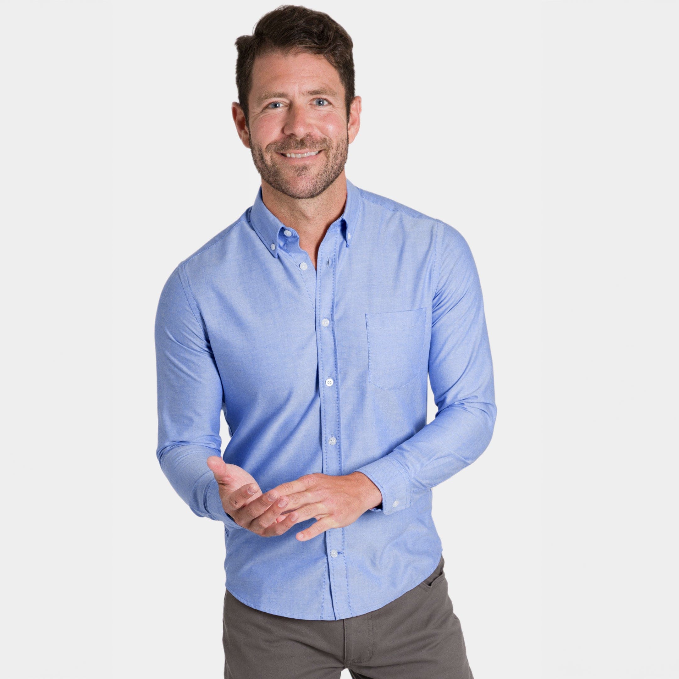 Ash & Erie Blue Linen Button-Down Shirt for Short Men Blue / S / Slim