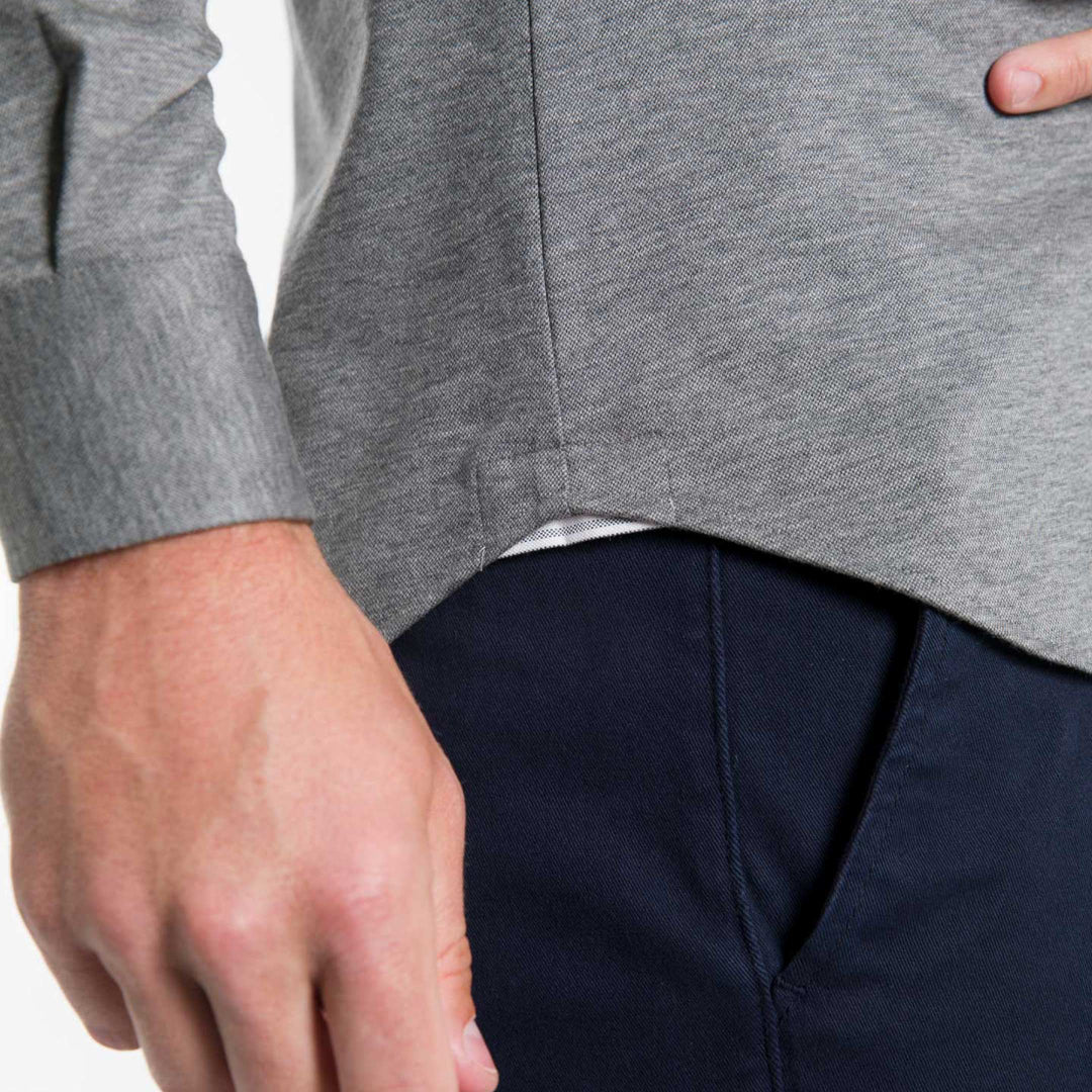 Ash & Erie Charcoal Melange Performance Stretch Shirt for Short Men   Everyday Shirts