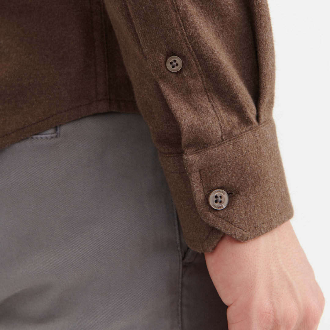 Ash & Erie Dark Brown Brushed Button-Down Shirt for Short Men   Everyday Shirts
