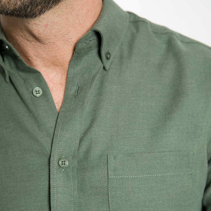 Ash & Erie Elm Green Brushed Button-Down Shirt for Short Men   Everyday Shirts