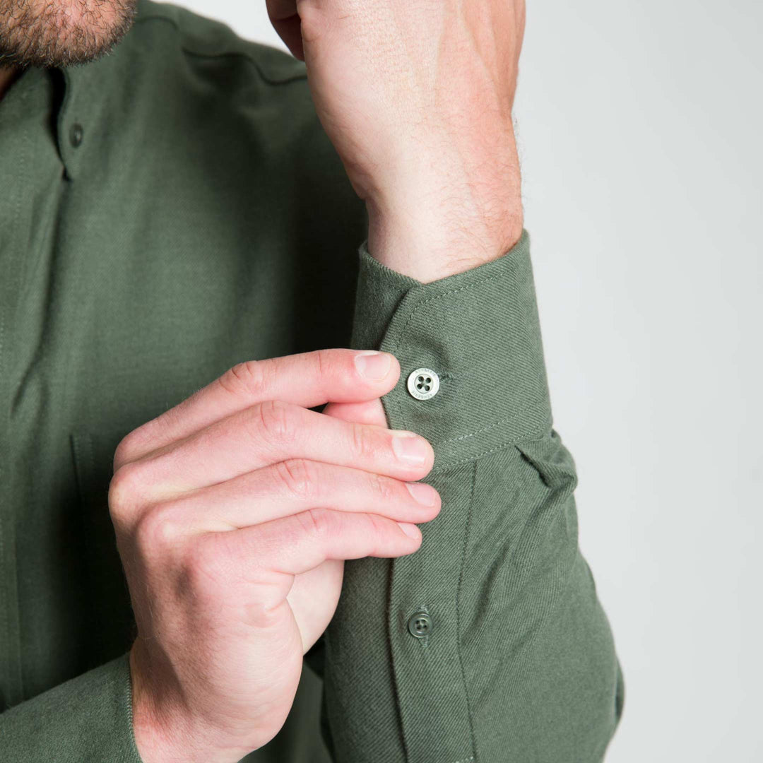 Ash & Erie Elm Green Brushed Button-Down Shirt for Short Men   Everyday Shirts