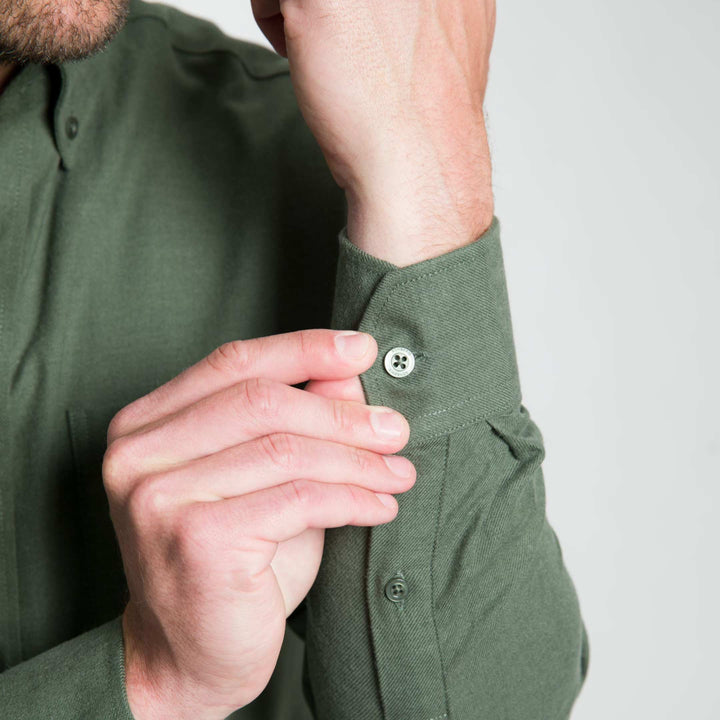 Ash & Erie Elm Green Brushed Button-Down Shirt for Short Men   Everyday Shirts