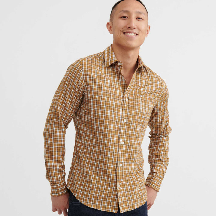 Ash & Erie Hazelnut Plaid Button-Down Shirt for Short Men   Everyday Shirts