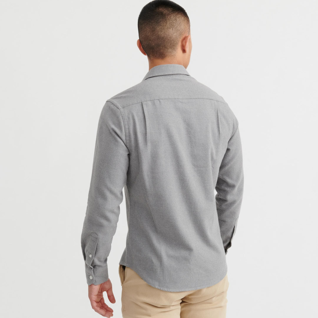 Ash & Erie Heather Grey Brushed Button-Down Shirt for Short Men   Everyday Shirts