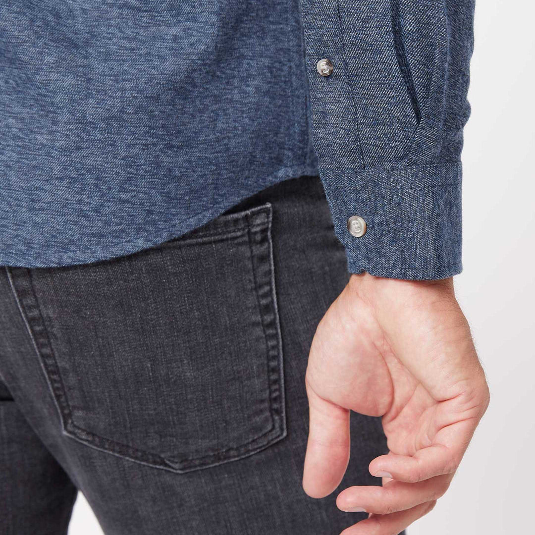 Ash & Erie Heather Indigo Brushed Button-Down Shirt for Short Men   Everyday Shirts