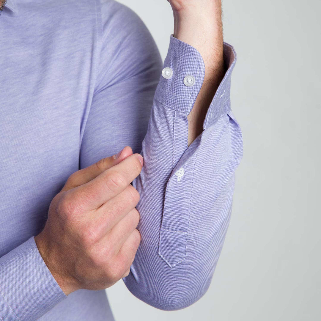 Ash & Erie Lavender Melange Performance Stretch Shirt for Short Men   Everyday Shirts