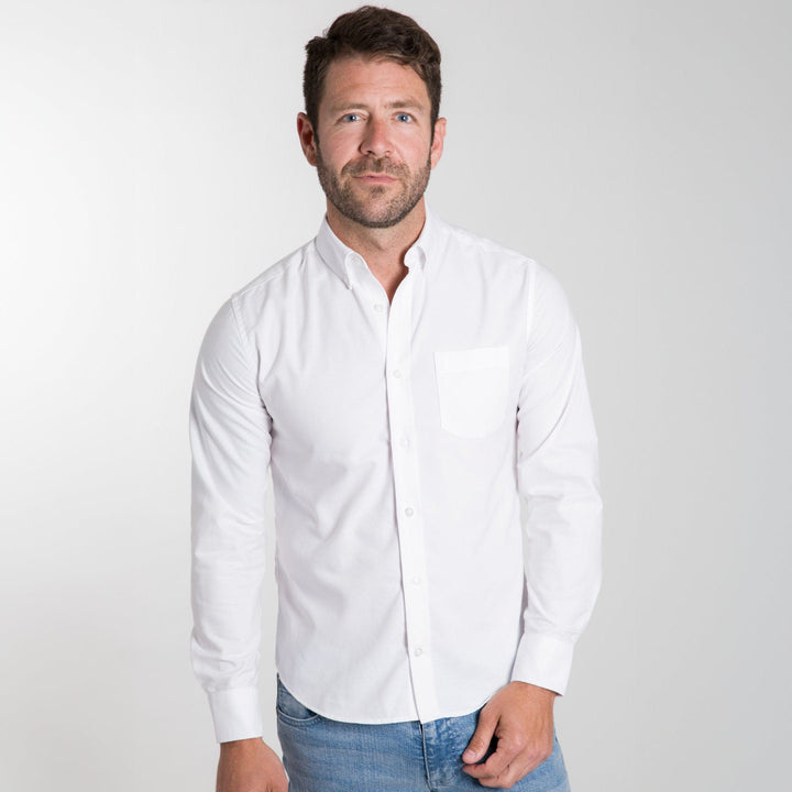 Ash & Erie White Oxford Wrinkle-Free Button-Down Shirt for Short Men   Everyday Shirts