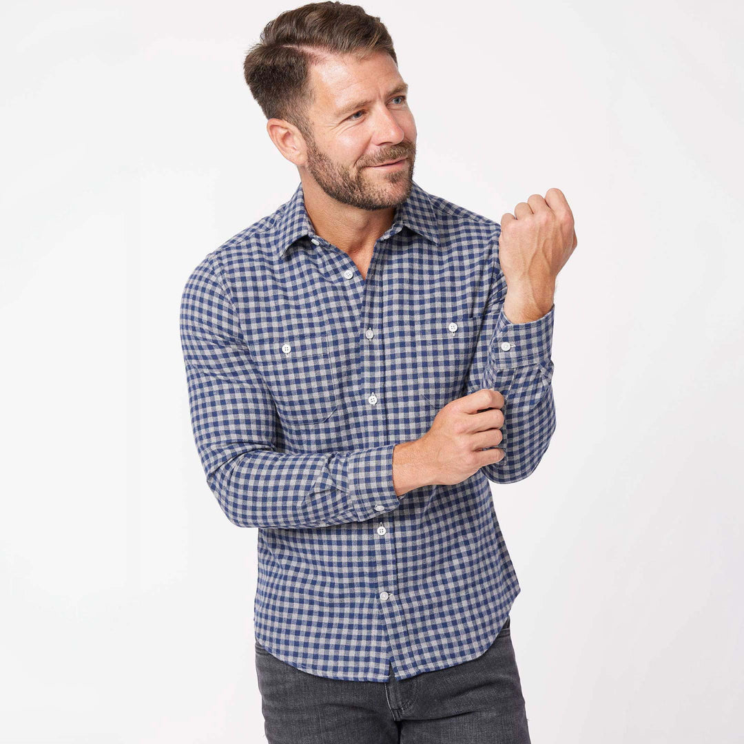 Ash & Erie Alberta Gingham Flannel Button-Down Shirt for Short Men   Flannel Everyday Shirt