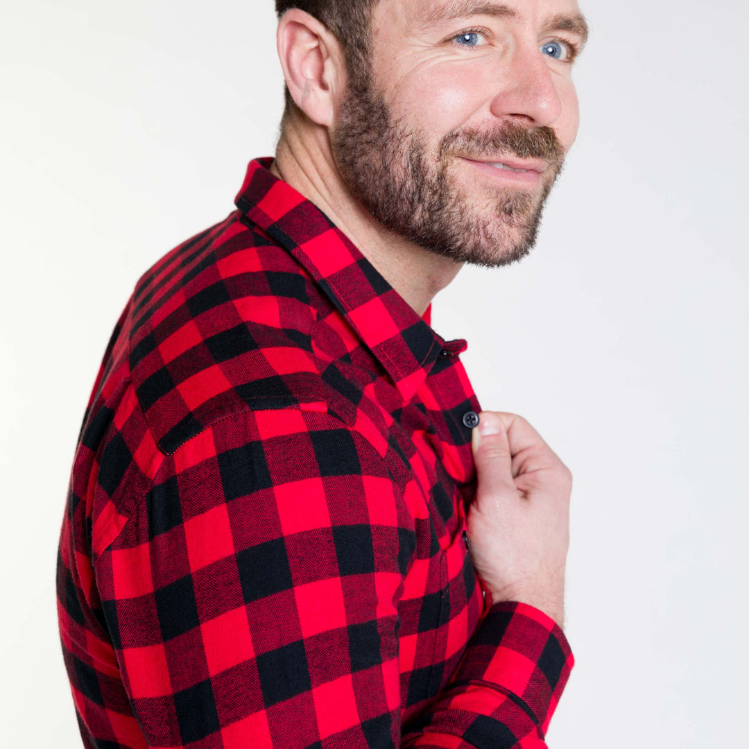 Ash & Erie Buffalo Plaid Flannel Button-Down Shirt for Short Men   Flannel Everyday Shirt