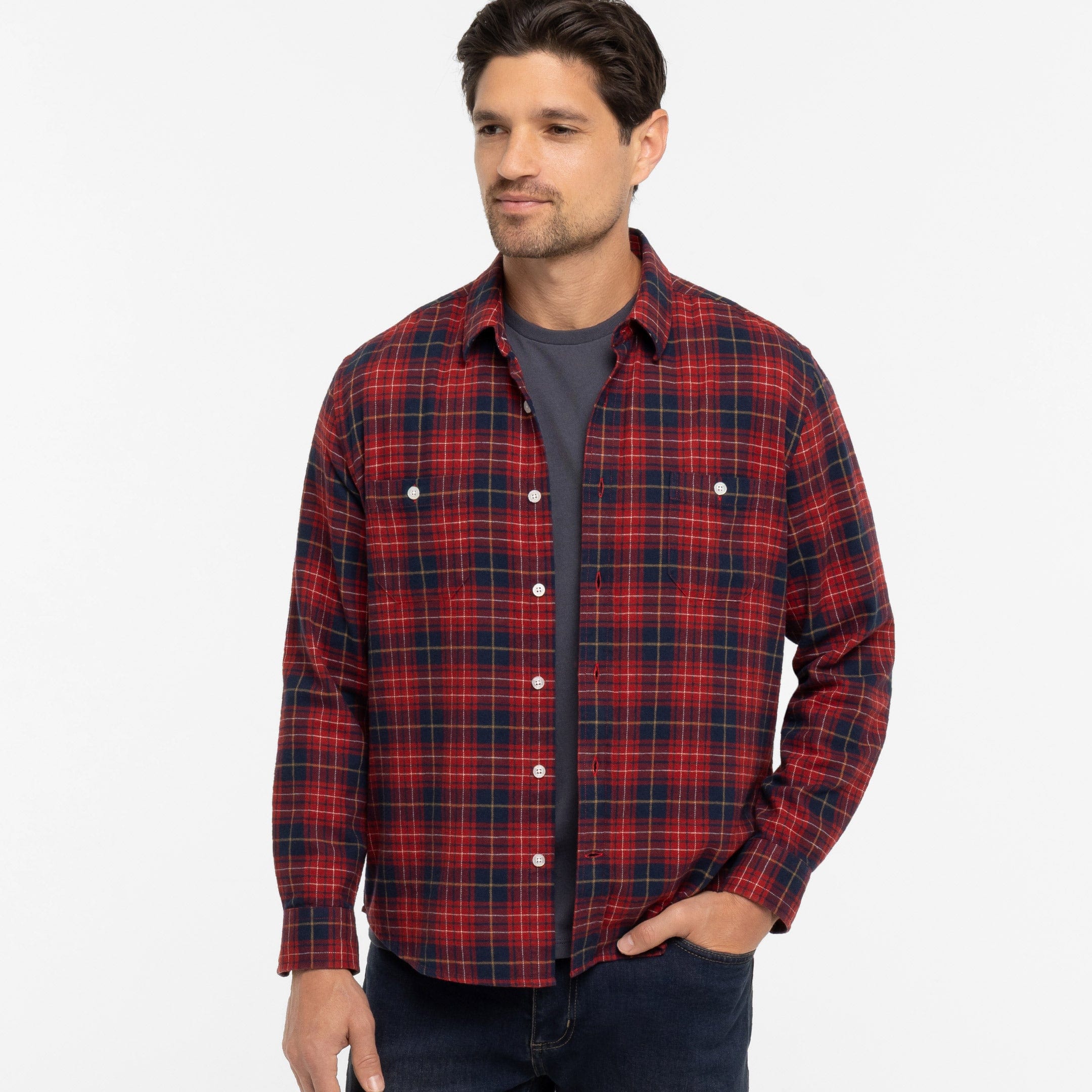 Ash & Erie Canyon Flannel Button-Down Shirt for Short Men Ash & Erie Canyon Flannel Button-Down Shirt for Short Men