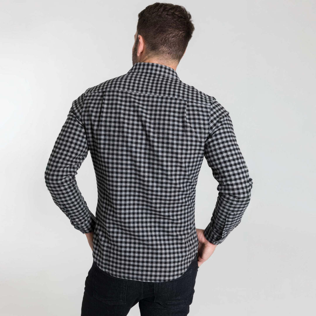 Ash & Erie Eclipse Gingham Flannel Button-Down Shirt for Short Men   Flannel Everyday Shirt