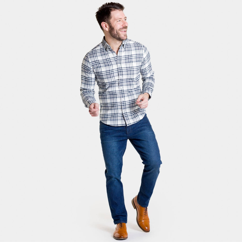 Ash & Erie Highland Plaid Flannel Button-Down Shirt for Short Men   Flannel Everyday Shirt