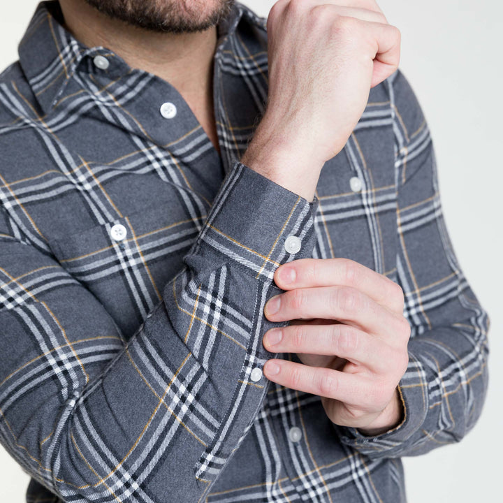 Ash & Erie Ridge Plaid Flannel Button-Down Shirt for Short Men   Flannel Everyday Shirt