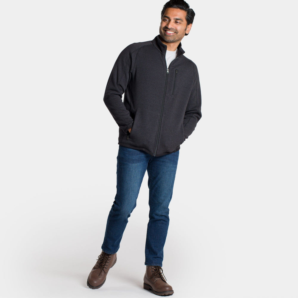 Ash & Erie Heather Black Full-Zip Jacket Fleece for Short Men   Fleece