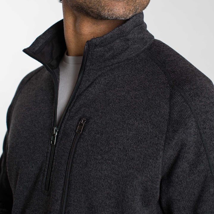Ash & Erie Heather Black Full-Zip Jacket Fleece for Short Men   Fleece