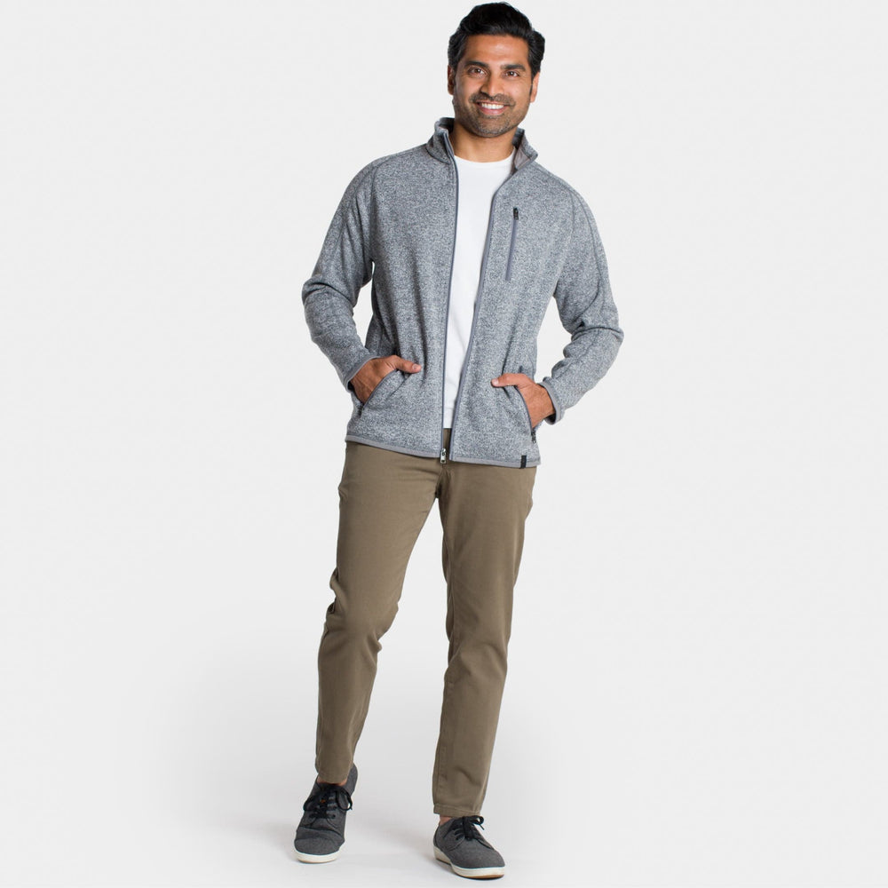 Ash & Erie Heather Grey Full-Zip Jacket Fleece for Short Men   Fleece