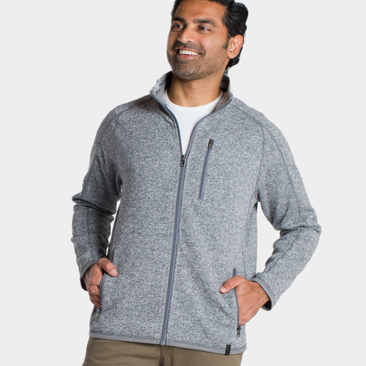 Ash & Erie Heather Grey Full-Zip Jacket Fleece for Short Men   Fleece
