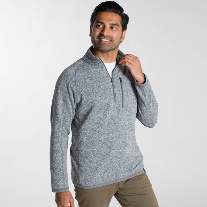 Ash & Erie Heather Grey Full-Zip Jacket Fleece for Short Men   Fleece