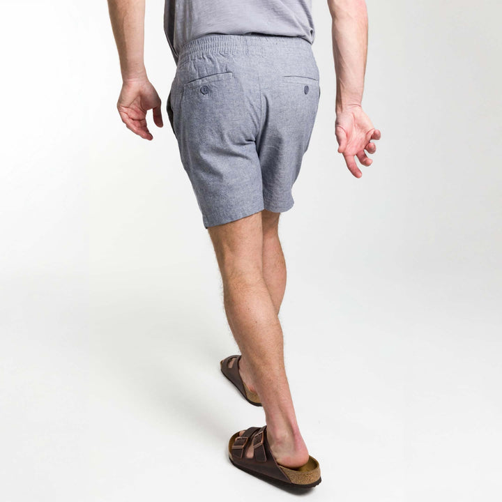 Ash & Erie Blue Linen Short for Short Men   Linen Short