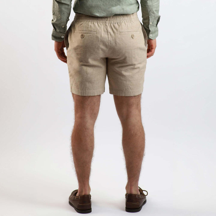 Ash & Erie Khaki Linen Short for Short Men   Linen Short