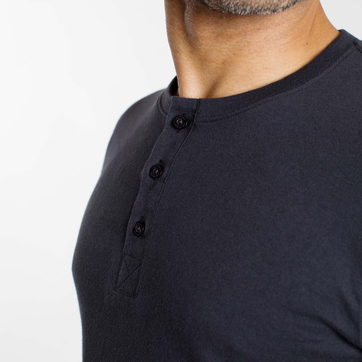 Ash & Erie Black Henley for Short Men   Long Sleeve Henley