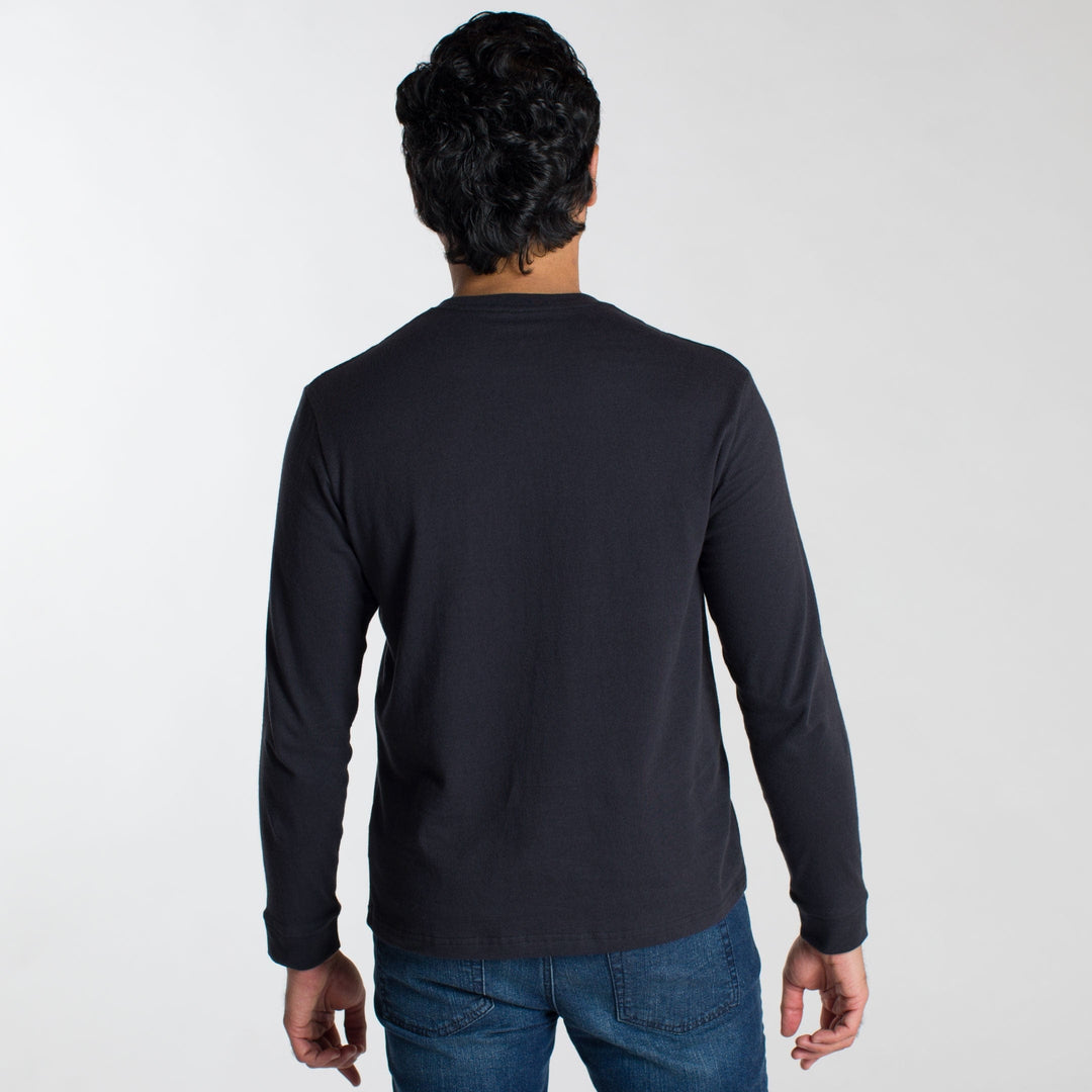 Ash & Erie Black Henley for Short Men   Long Sleeve Henley