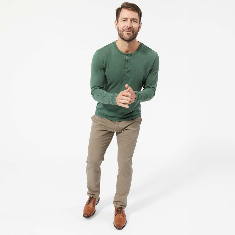 Ash & Erie Hunter Green Long Sleeve Pima Cotton Henley for Short Men   Long Sleeve Henley