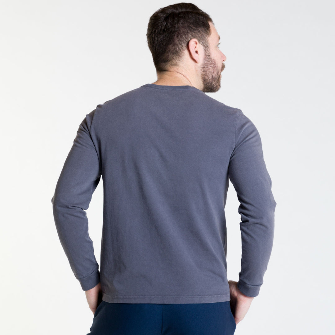 Ash & Erie Washed Charcoal Long Sleeve Pima Cotton Henley for Short Men   Long Sleeve Henley