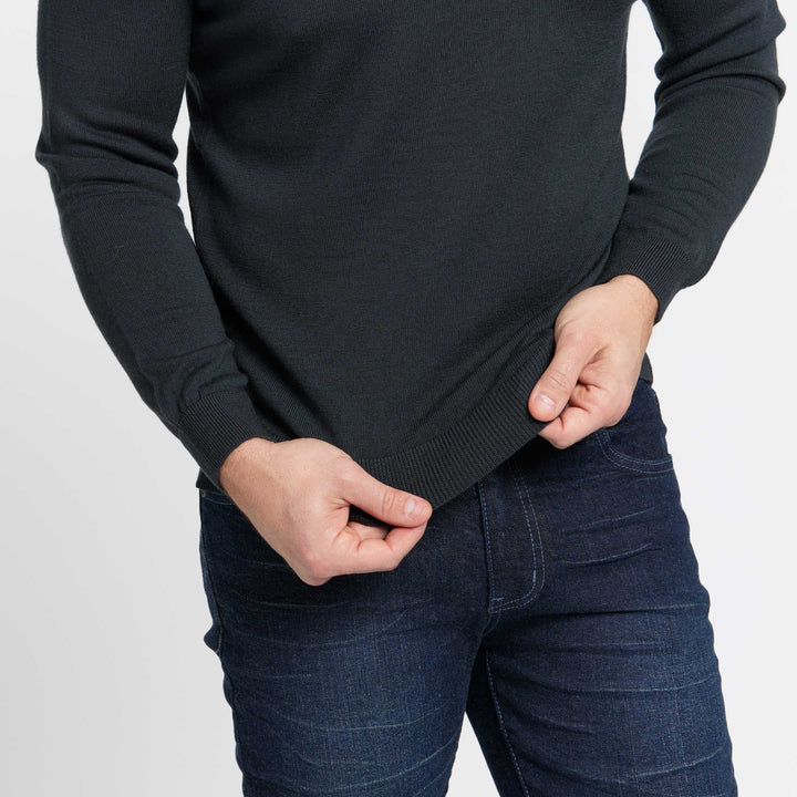 Buy Charcoal Merino Crew-Neck Sweater for Short Men | Ash & Erie   Merino Wool Sweater