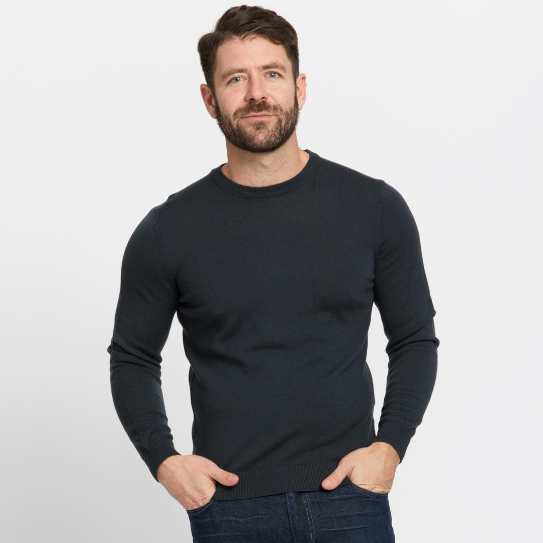 Buy Charcoal Merino Crew-Neck Sweater for Short Men | Ash & Erie   Merino Wool Sweater