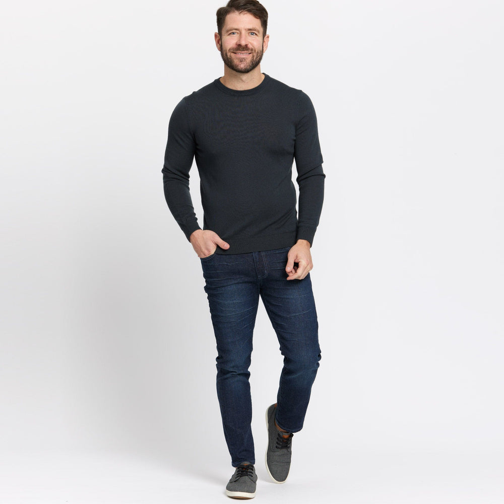 Buy Charcoal Merino Crew-Neck Sweater for Short Men | Ash & Erie   Merino Wool Sweater