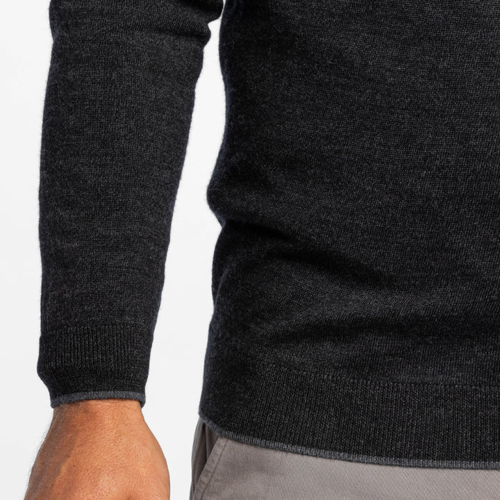 Ash & Erie Heather Black Merino Quarter-Zip Sweater for Short Men   Merino Wool Sweater