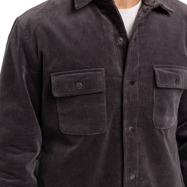 Ash & Erie Grey Corduroy Shirt Jacket for Short Men   Overshirt