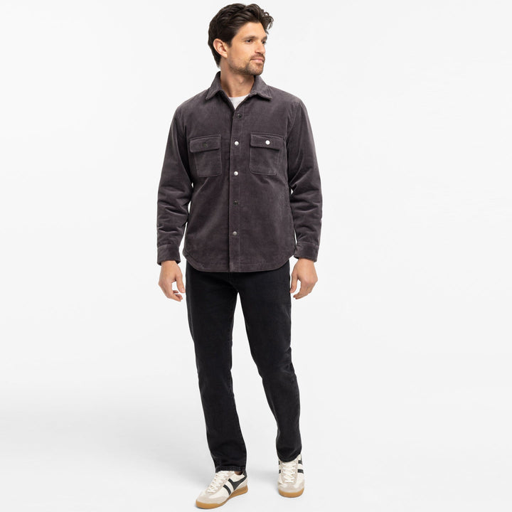 Ash & Erie Grey Corduroy Shirt Jacket for Short Men   Overshirt