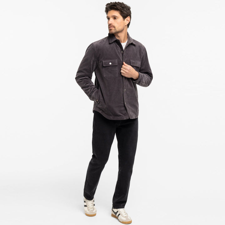 Ash & Erie Grey Corduroy Shirt Jacket for Short Men   Overshirt