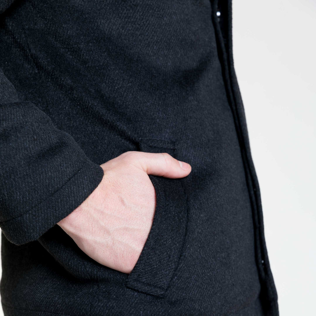Ash & Erie Black Herringbone Peacoat for Short Men   Peacoat