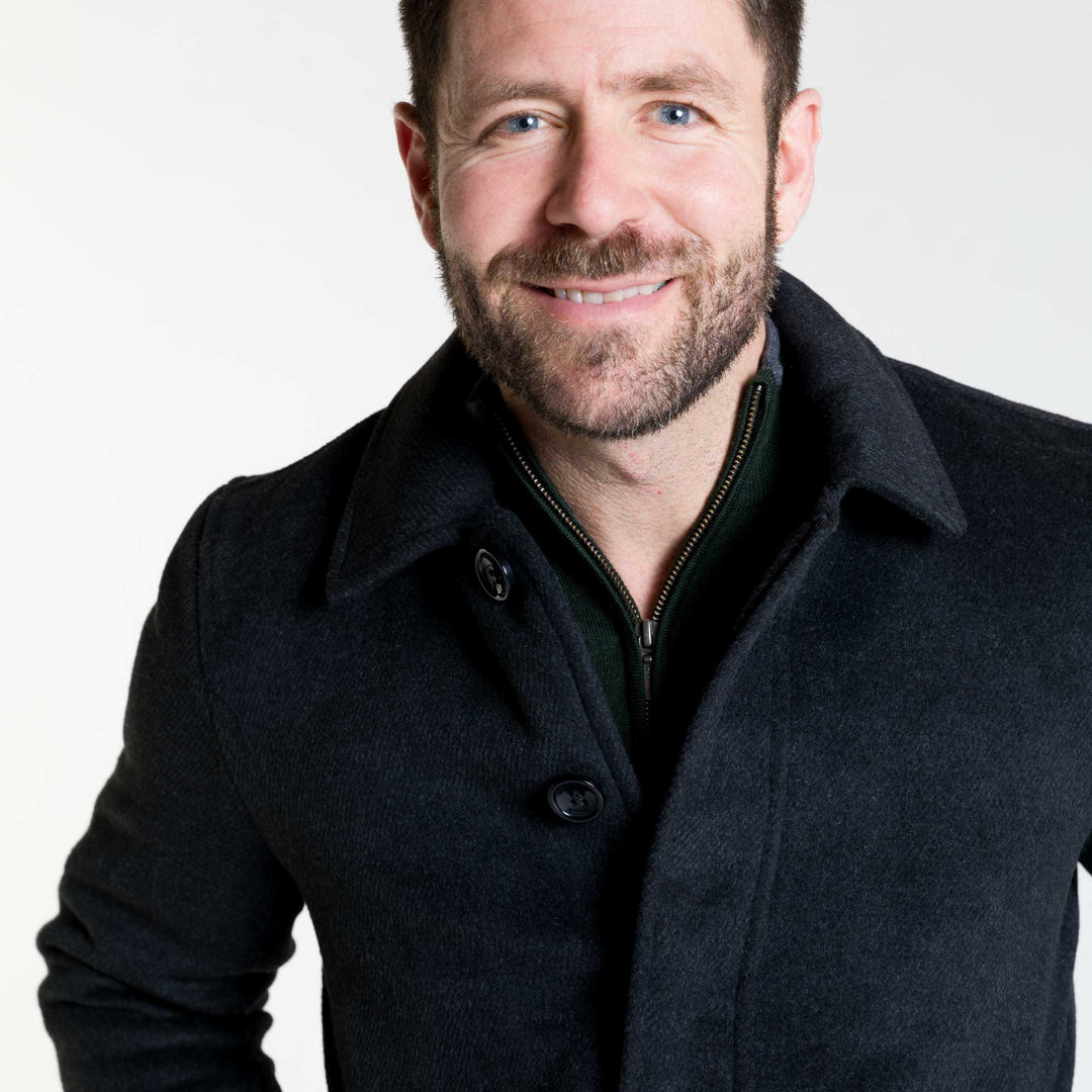 Ash & Erie Black Herringbone Peacoat for Short Men   Peacoat